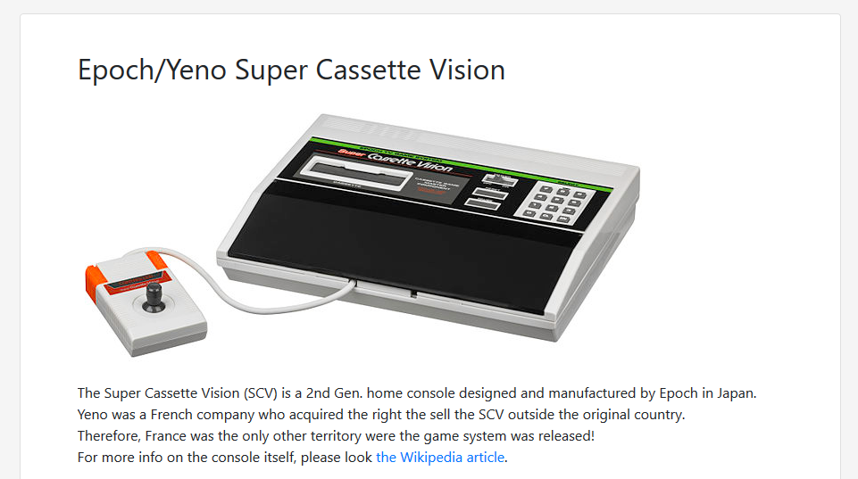 New page about the Super Cassette Vision