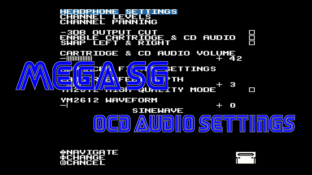 Mega Sg OCD Audio Settings